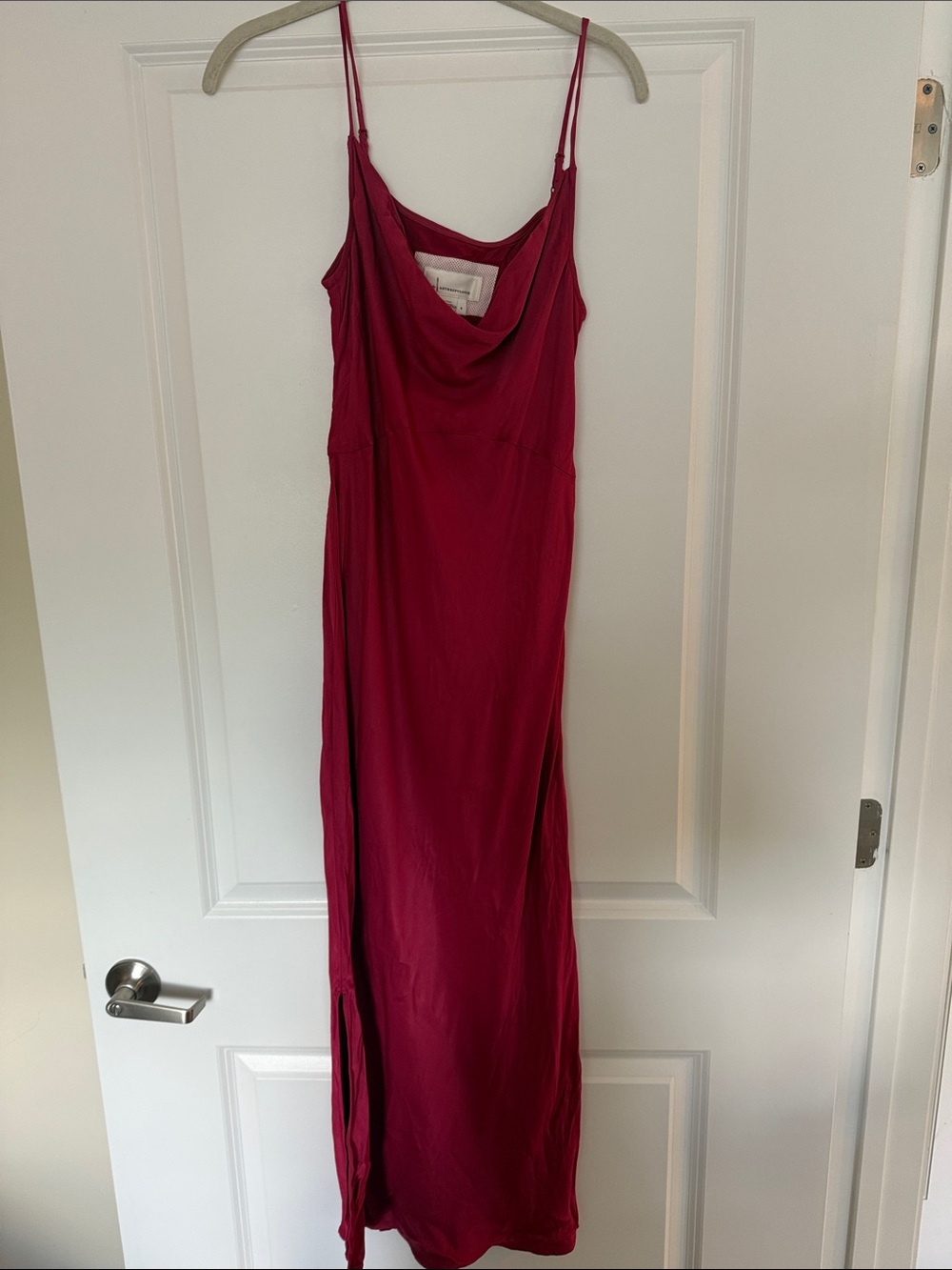 Anthropologie Magenta Cowl-Neck Spaghetti Strap Maxi Dress
